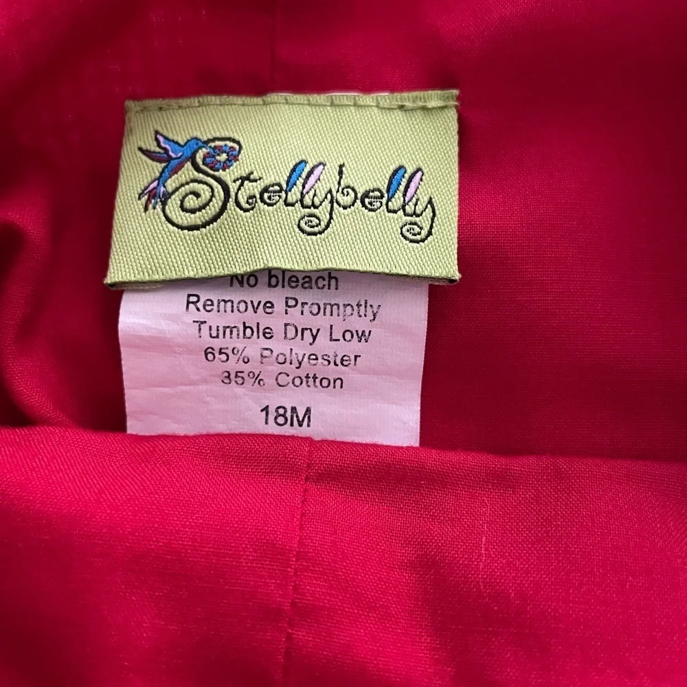 Stellybelly Smocked Overalls, Size 18M, Red Checked Barn & Farm Animals.